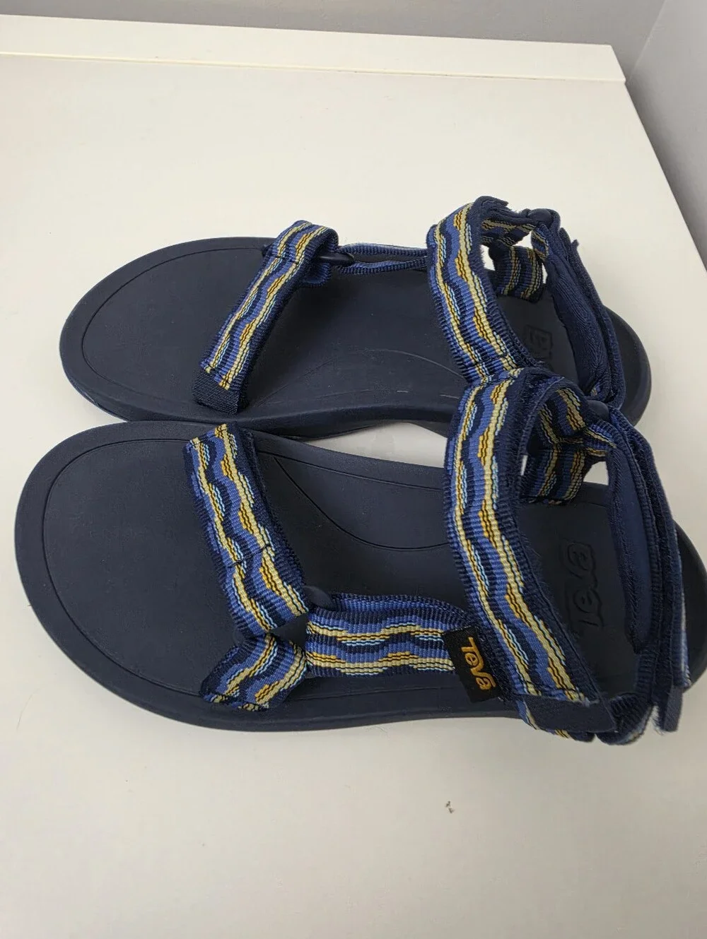 Teva Kids Navy Blue Strappy Sandals with Yellow & Light Blue Accents